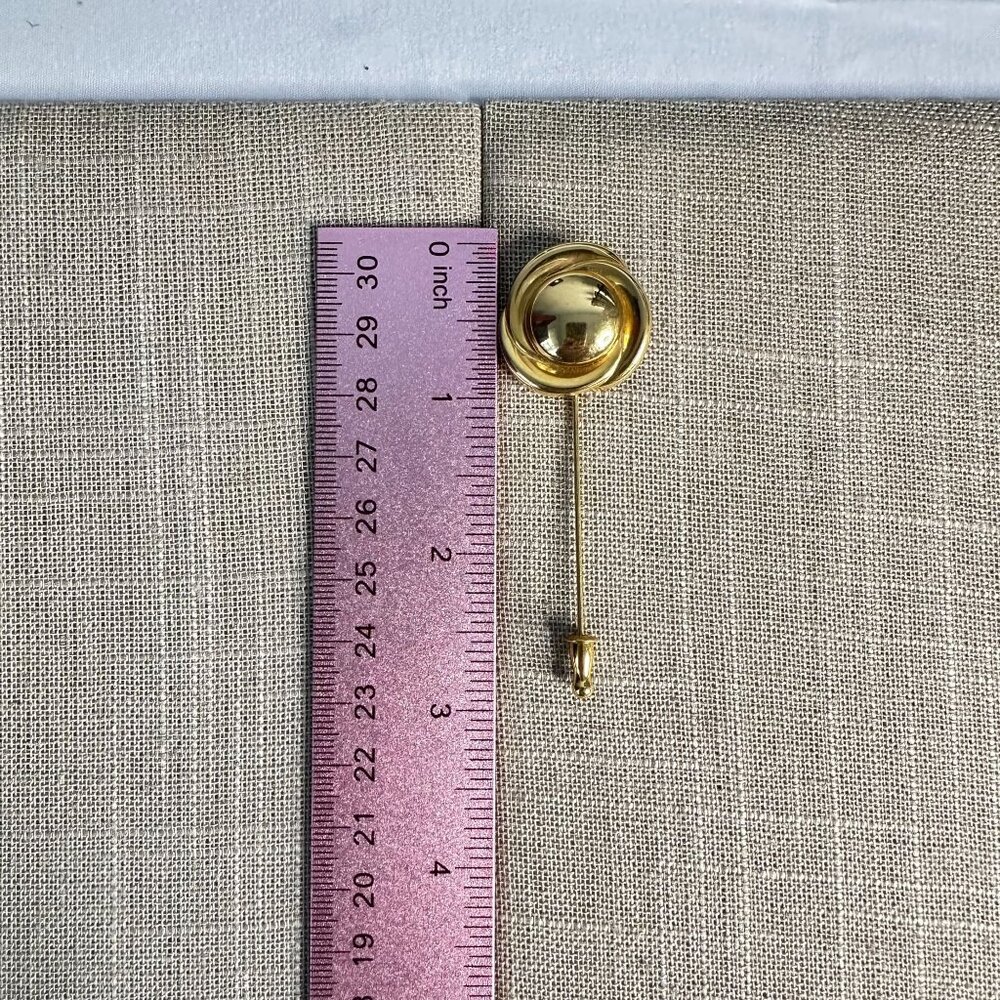 Vintage Signed Monet Gold-Tone Signed Stick Pin Brooch W/ Swirl Design 80s Retro - Picture 3 of 8